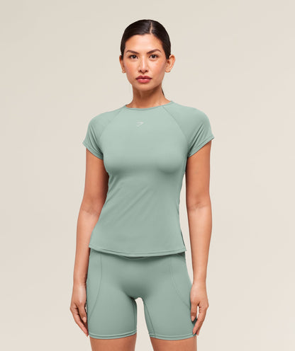 Women's Gymshark Running Back Vent T-Shirt Celeste Blue