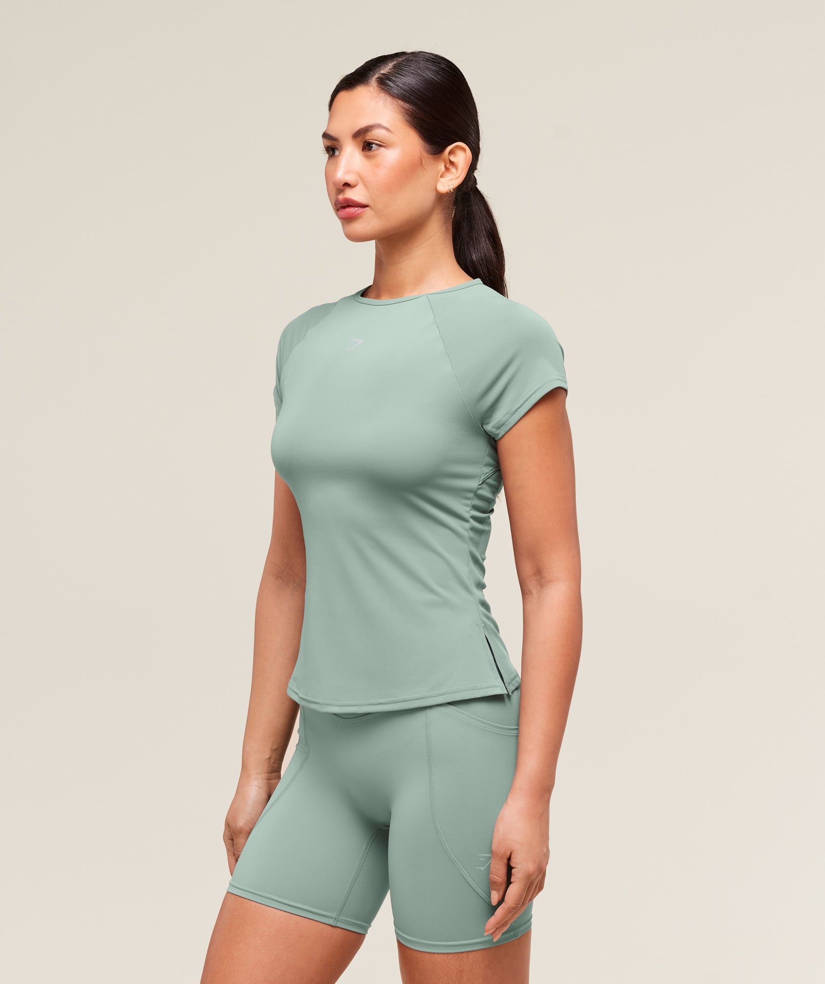 Women's Gymshark Running Back Vent T-Shirt Celeste Blue
