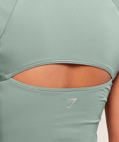 Women's Gymshark Running Back Vent T-Shirt Celeste Blue