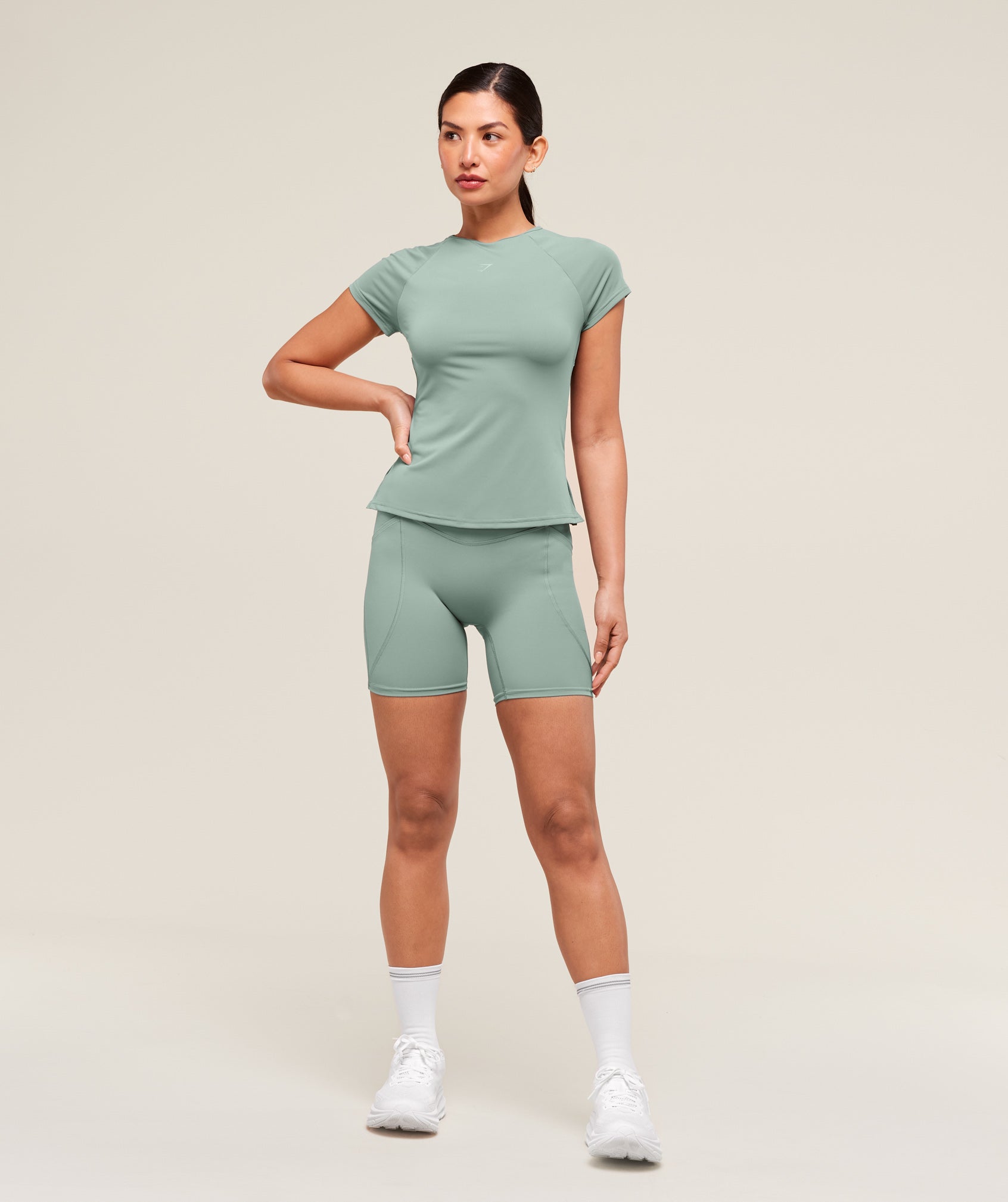 Women's Gymshark Running Back Vent T-Shirt Celeste Blue