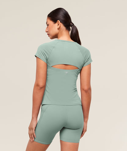 Women's Gymshark Running Back Vent T-Shirt Celeste Blue