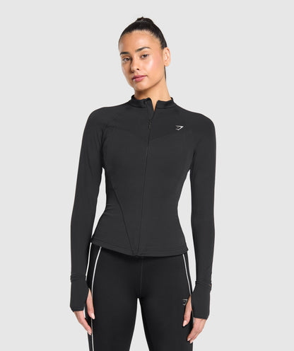 Women's Gymshark Running Full Zip Jacket Black