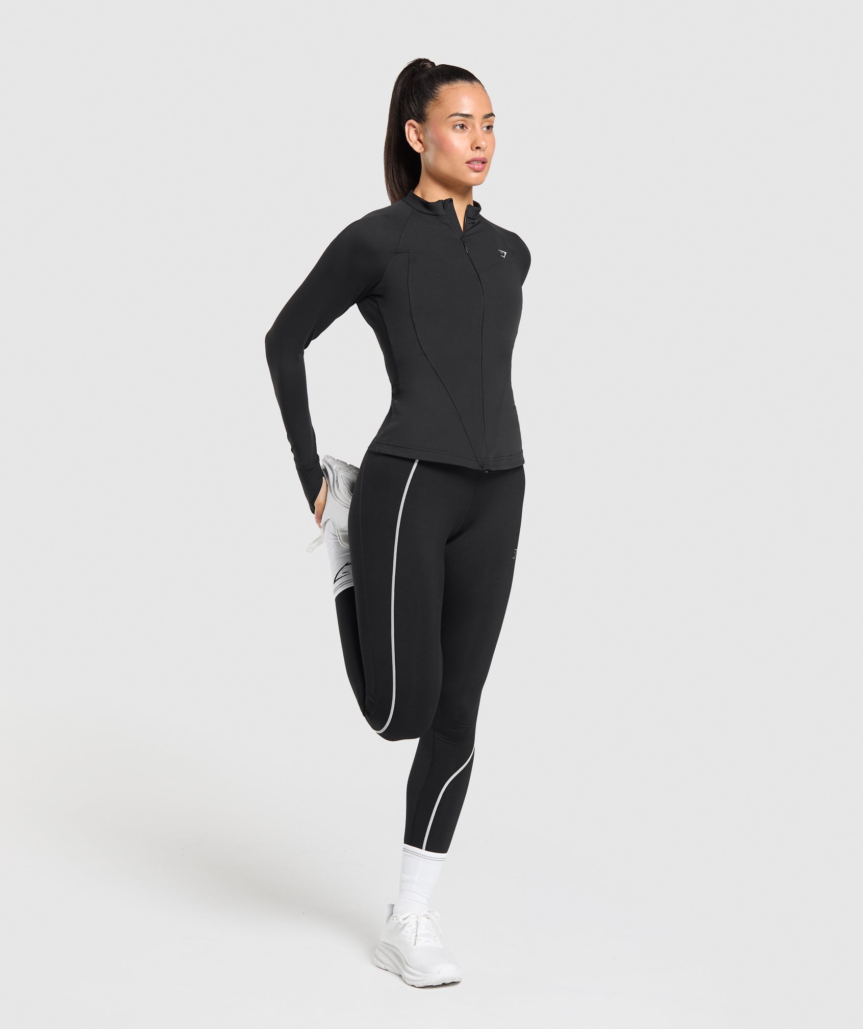 Women's Gymshark Running Full Zip Jacket Black