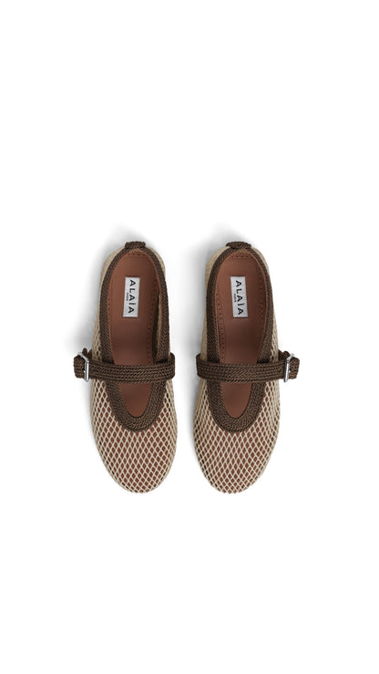 Alaïa Ballet Flats In Fishnet And Satin Cord