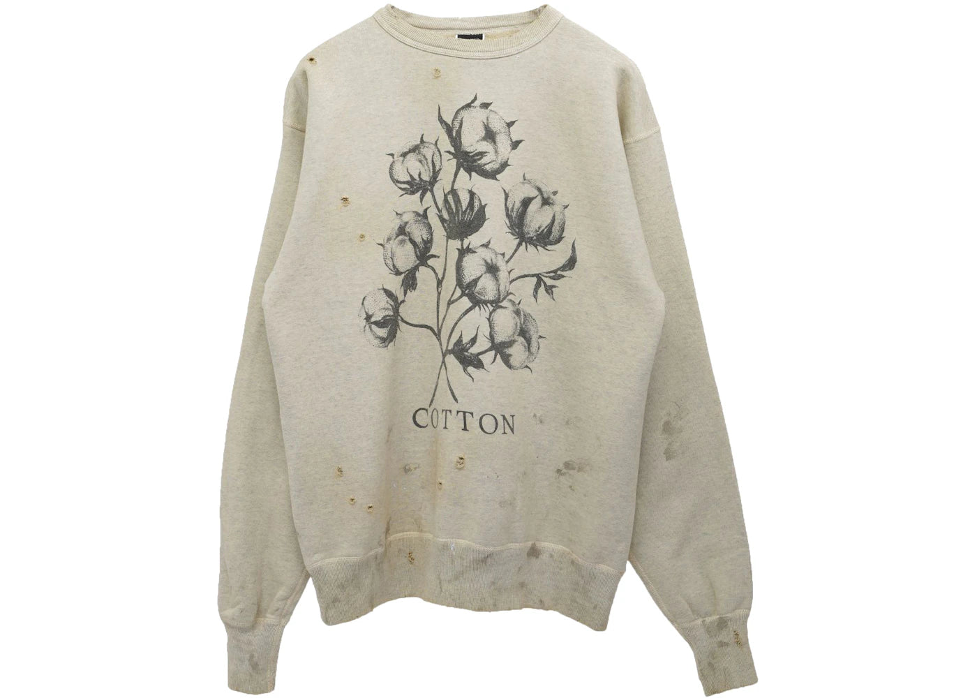 saint mxxxxxx x denim tears cotton crewneck sweatshirt grey