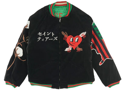 saint mxxxxxx x denim tears reversible yokosuka jacket green black
