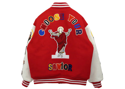 saint mxxxxxx x denim tears stadium jacket red