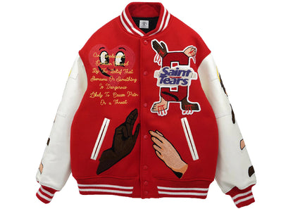 saint mxxxxxx x denim tears stadium jacket red