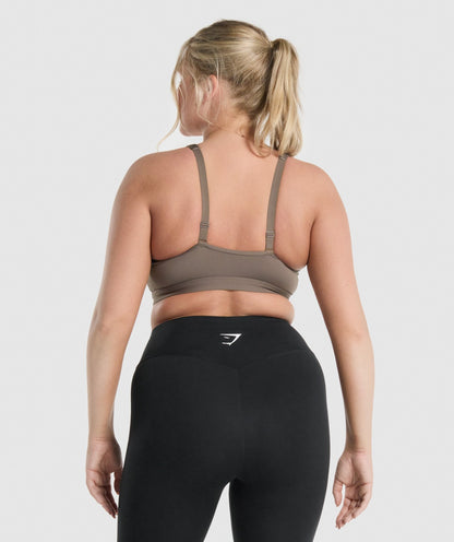 Women's Gymshark Scoop Neck Sports Bra Brown