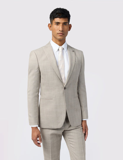 Ted Baker Donnej Taupe Check Performance Slim Suit Jacket