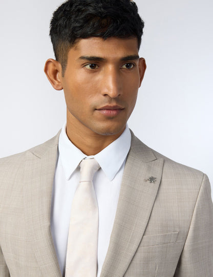 Ted Baker Donnej Taupe Check Performance Slim Suit Jacket