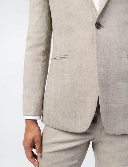 Ted Baker Donnej Taupe Check Performance Slim Suit Jacket