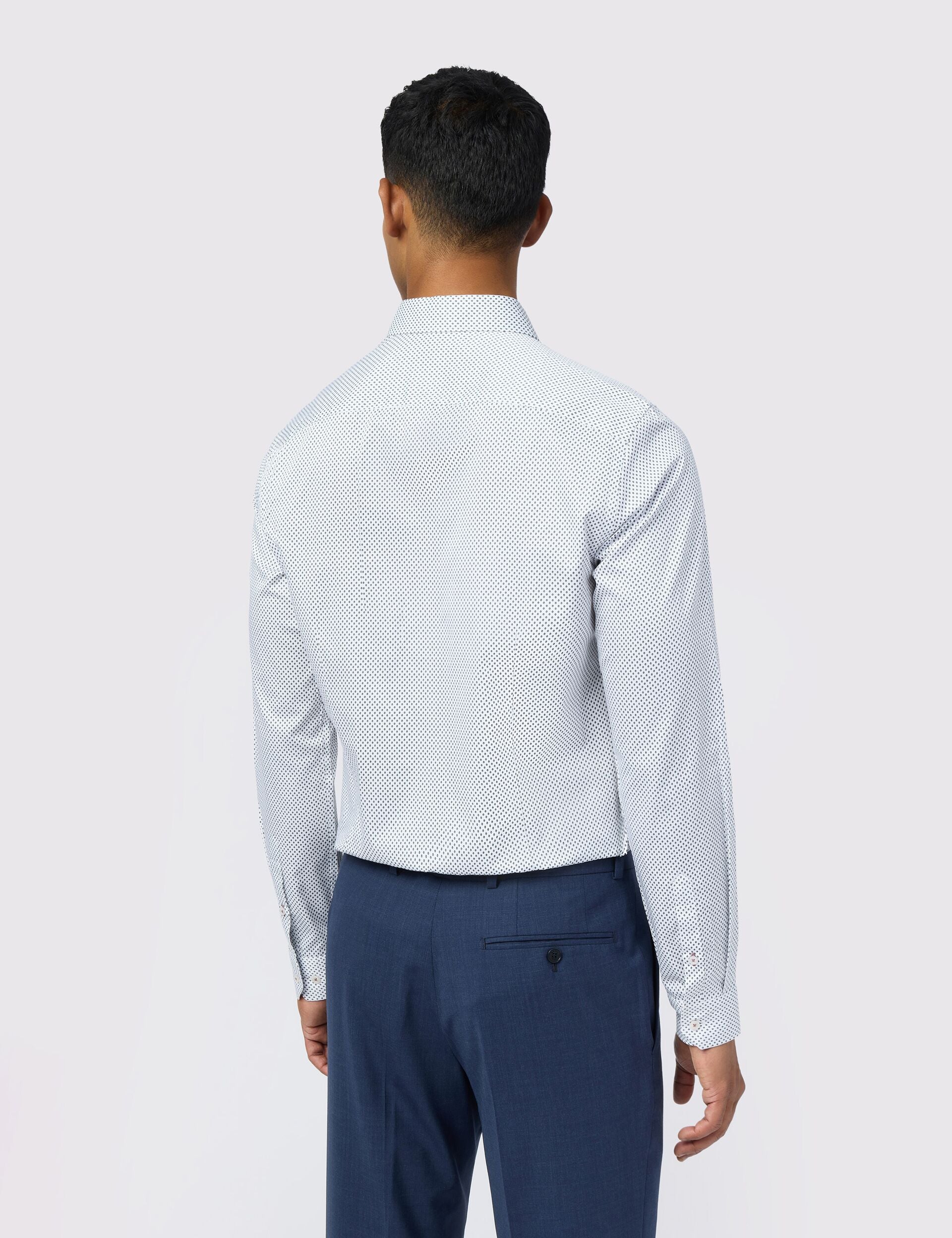 Ted Baker Ive Micro Diamond Print Sateen Slim Shirt