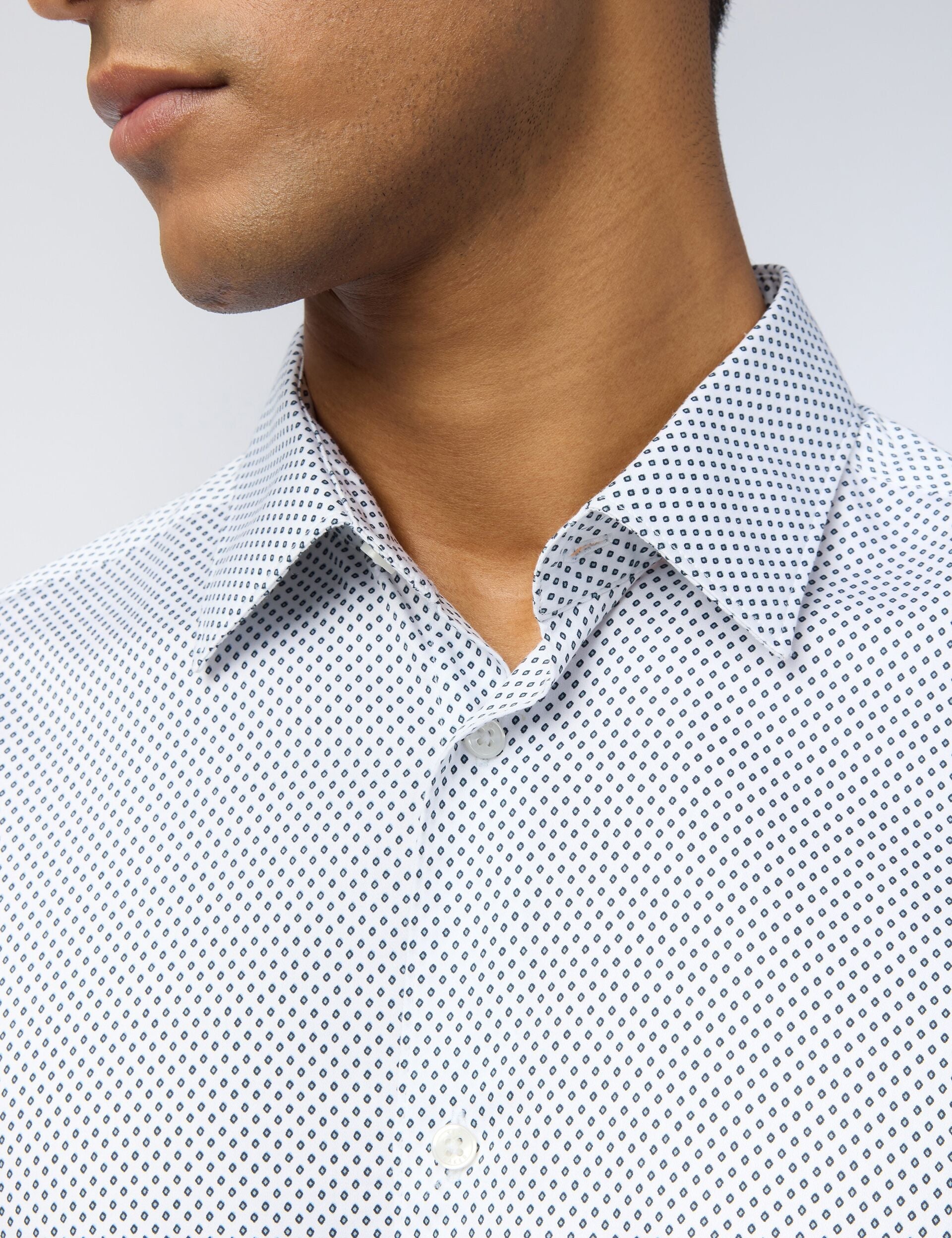 Ted Baker Ive Micro Diamond Print Sateen Slim Shirt