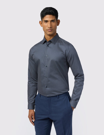 Ted Baker Milne Micro Diamond Print Sateen Slim Shirt