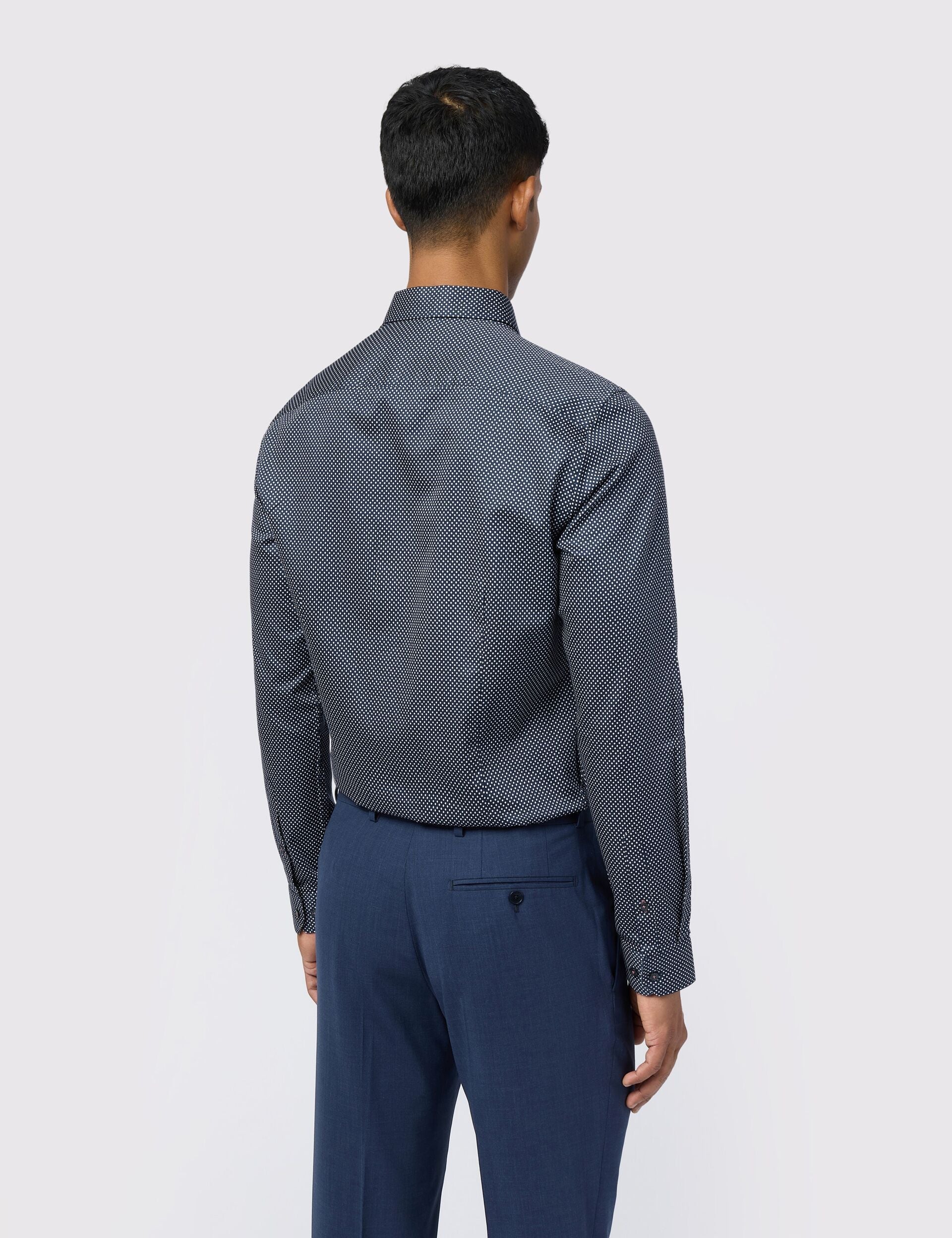Ted Baker Milne Micro Diamond Print Sateen Slim Shirt
