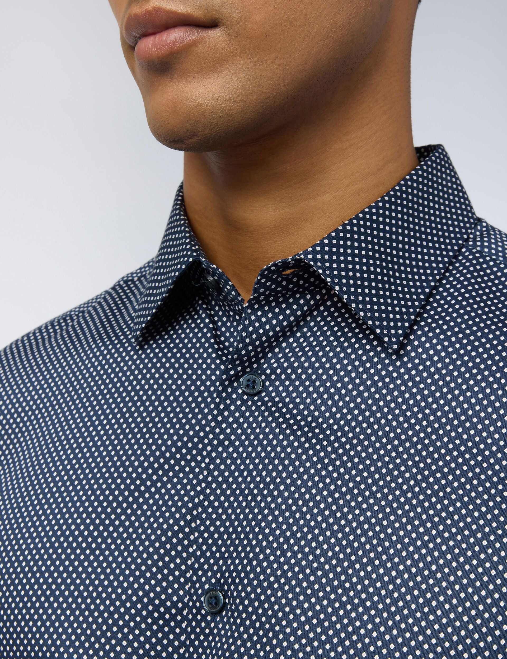 Ted Baker Milne Micro Diamond Print Sateen Slim Shirt