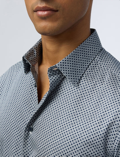 Ted Baker Lobel Geo Tile Print Sateen Slim Fit Shirt