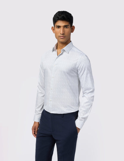 Ted Baker Blume Muted Floral Print Stretch Cotton Shirt