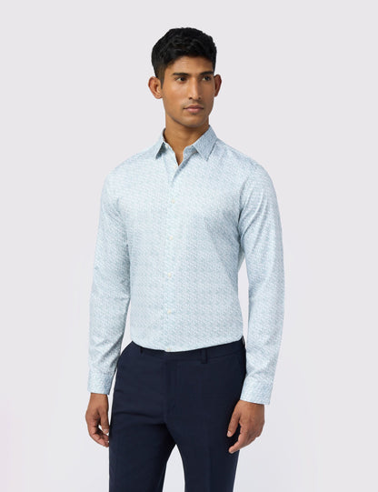 Ted Baker Bee Ditsy Floral Print Stretch Cotton Shirt