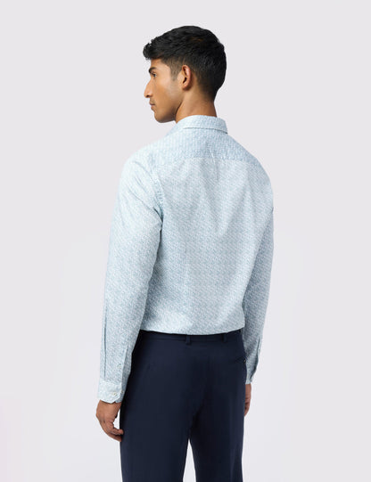 Ted Baker Bee Ditsy Floral Print Stretch Cotton Shirt