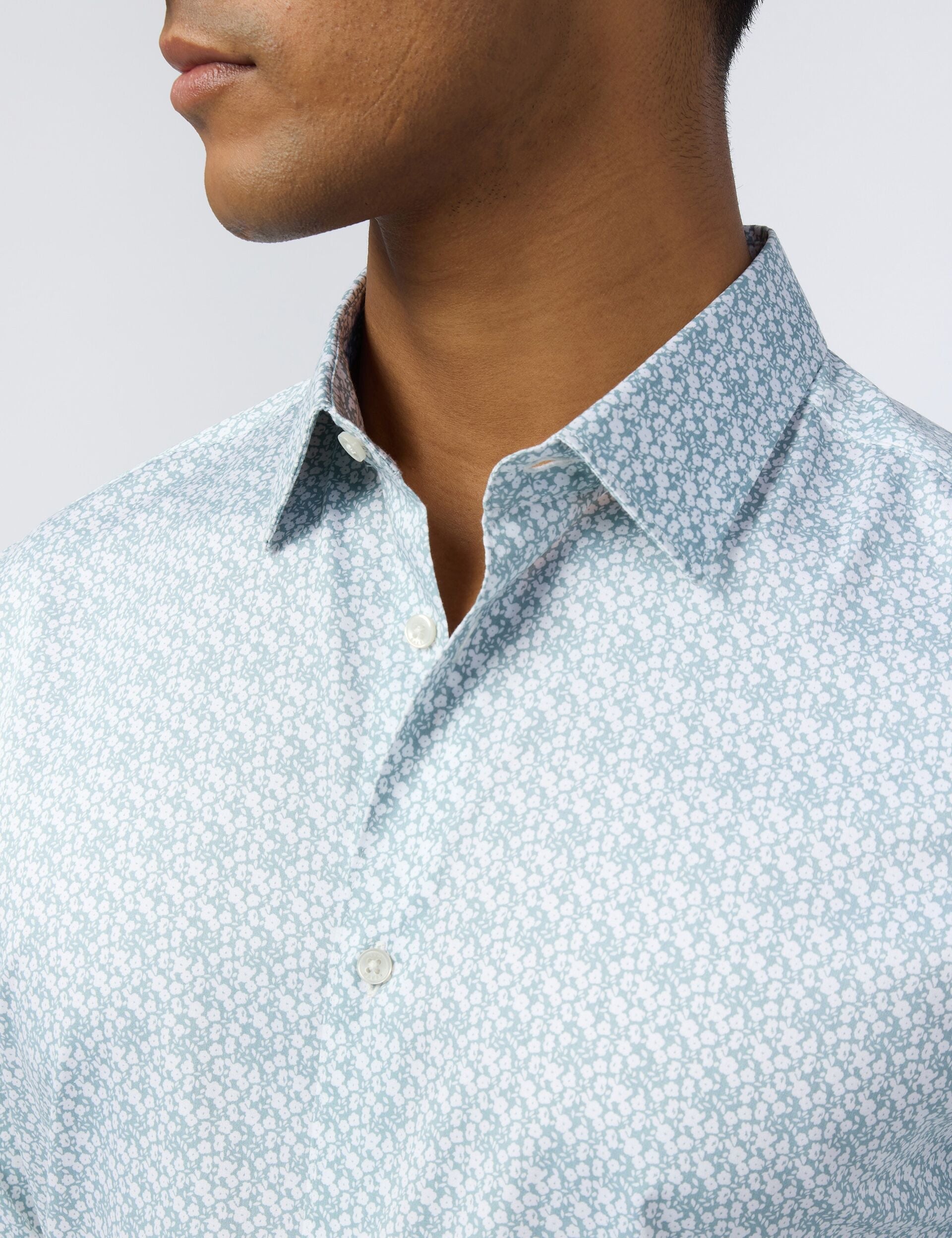 Ted Baker Bee Ditsy Floral Print Stretch Cotton Shirt