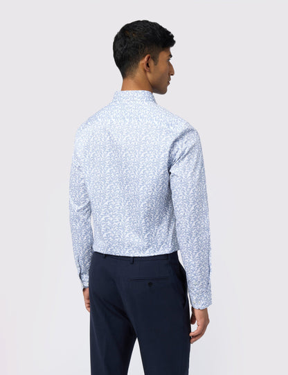 Ted Baker Hendra Leaf Print Sateen Cotton Slim Shirt