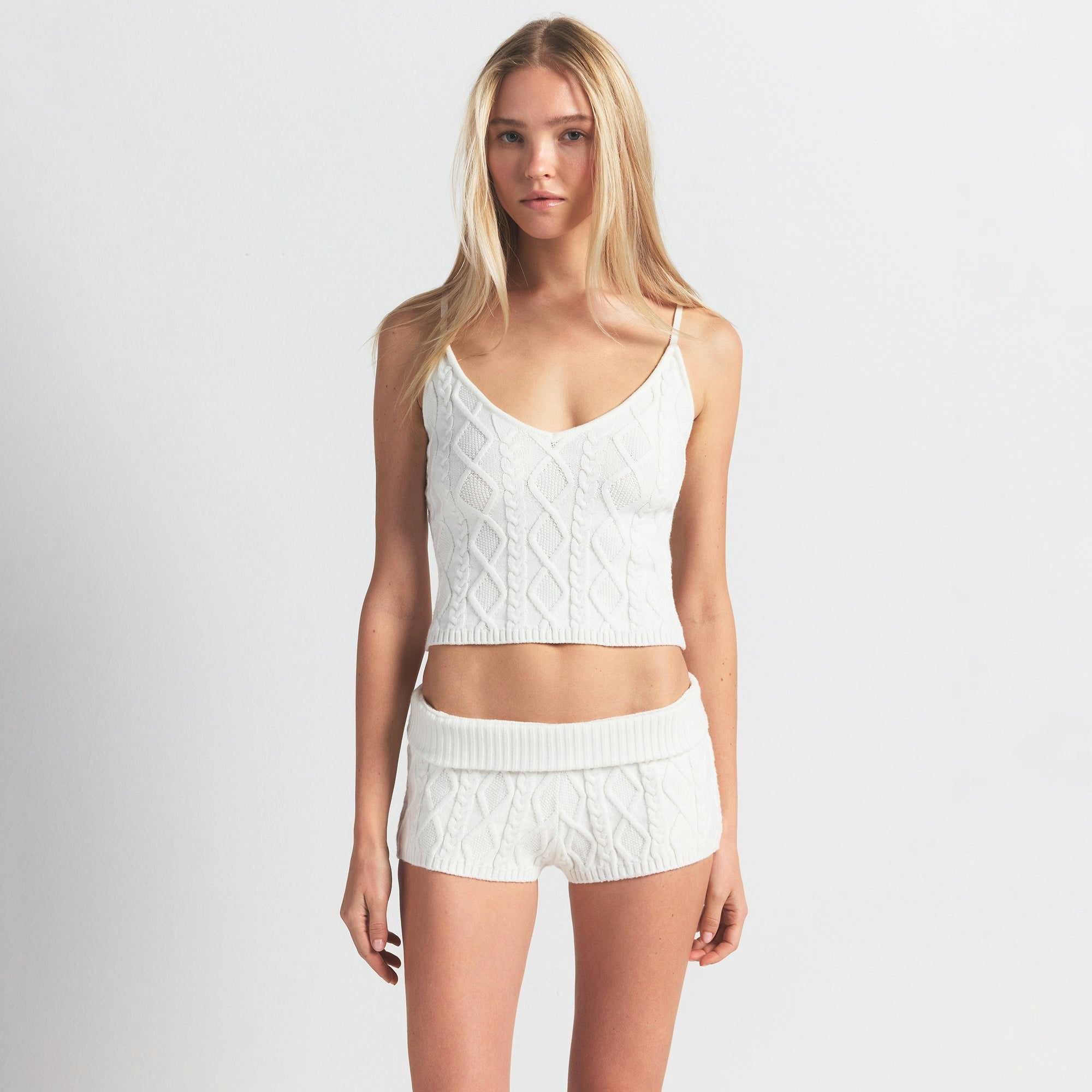 Skims Sweater Knits Cable Knit Short Ivory