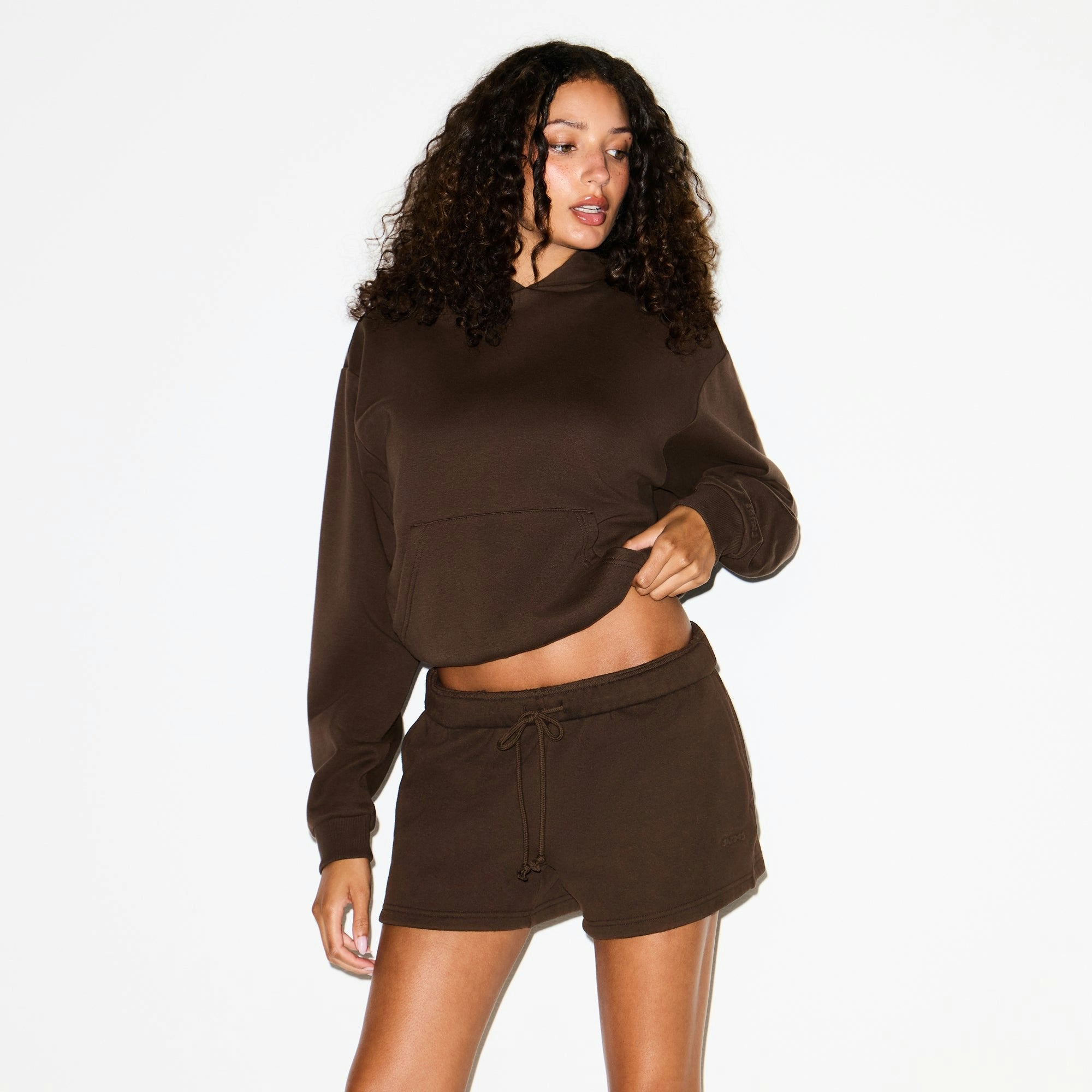 Skims Cotton Fleece Short Dark Sepia