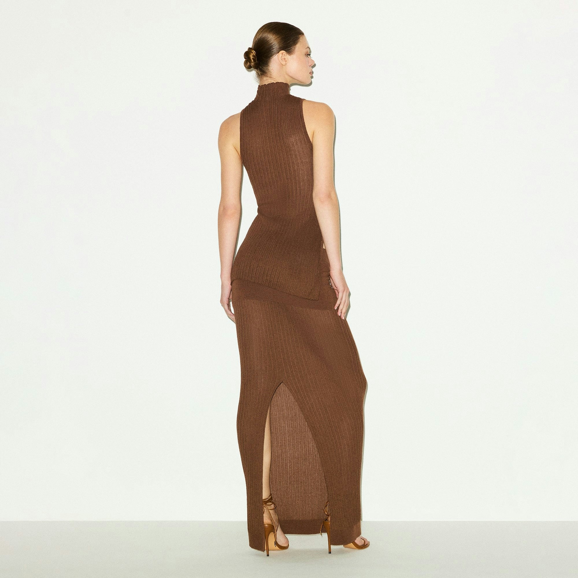SHEER KNIT FOLDOVER LONG SKIRT