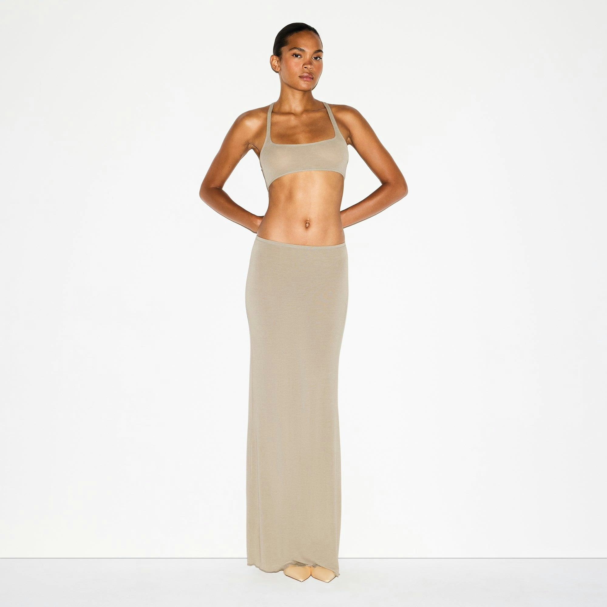 Skims Sheer Modal Long Skirt Dune