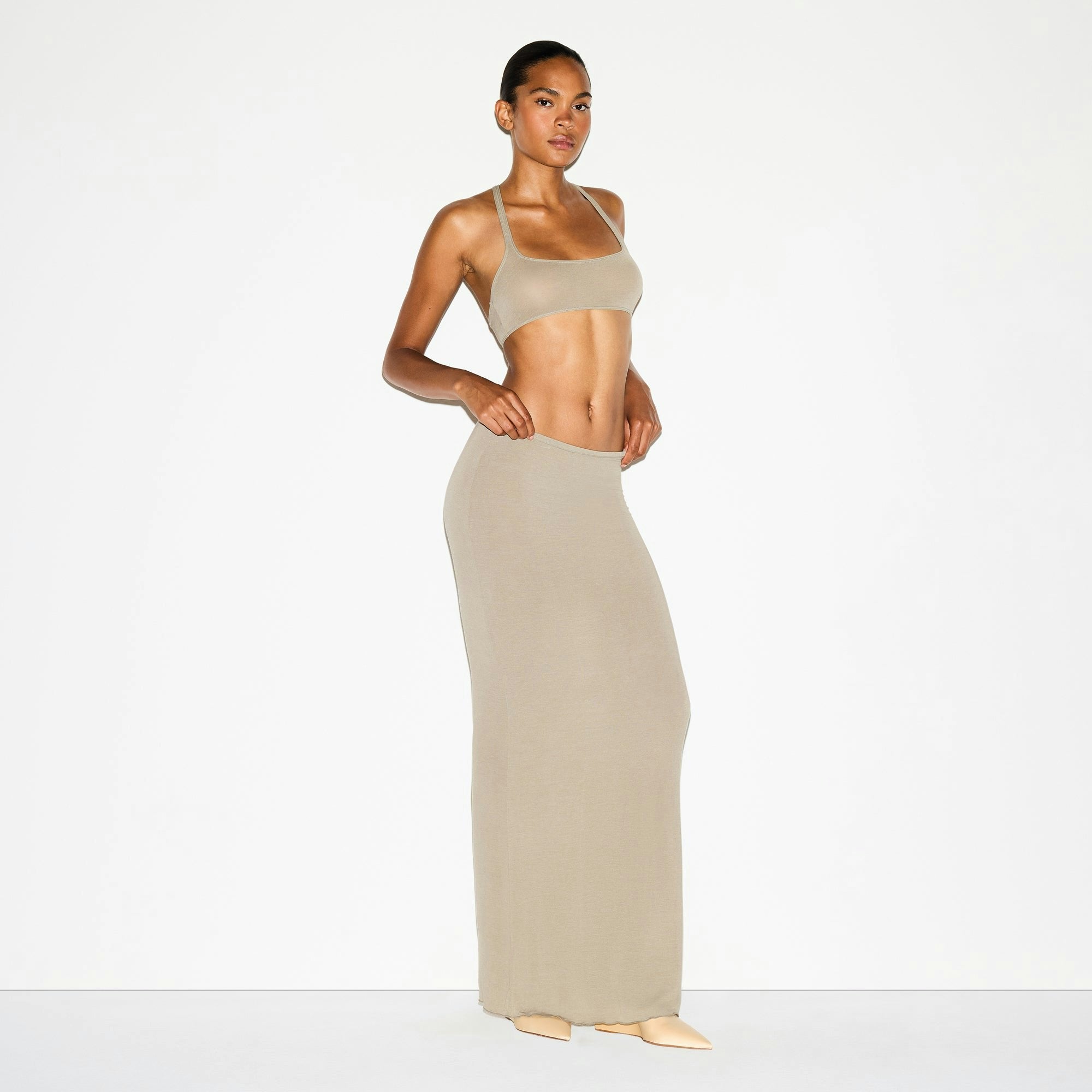 Skims Sheer Modal Long Skirt Dune