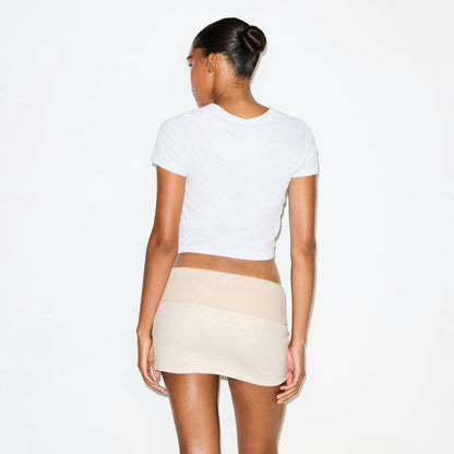 Skims Cotton Fleece Foldover Mini Skirt Oatmeal Heather