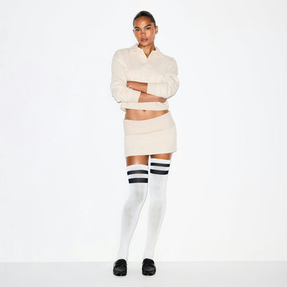 Skims Cotton Fleece Foldover Mini Skirt Oatmeal Heather