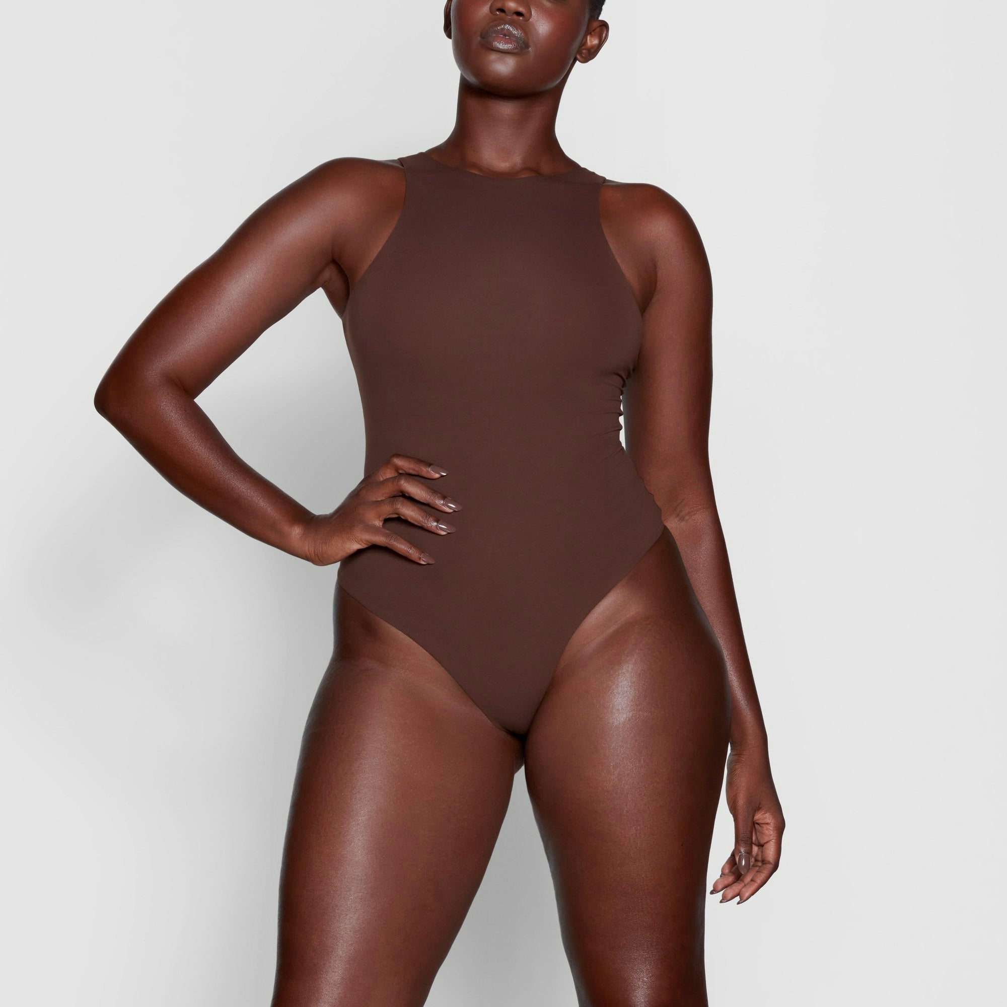 Skims Fits Everybody High Neck Bodysuit Cocoa