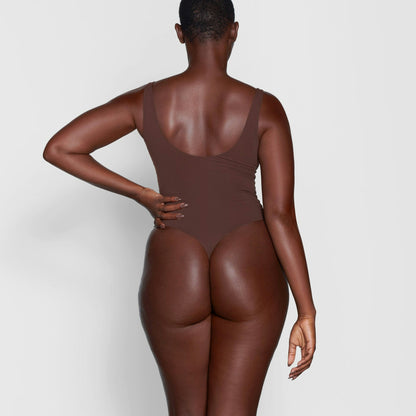 Skims Fits Everybody Square Neck Bodysuit Cocoa