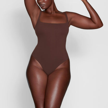 Skims Fits Everybody Square Neck Bodysuit Cocoa