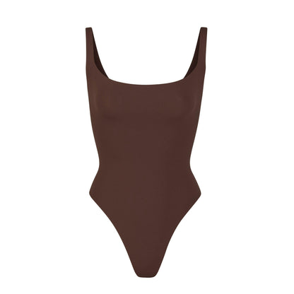 Skims Fits Everybody Square Neck Bodysuit Cocoa