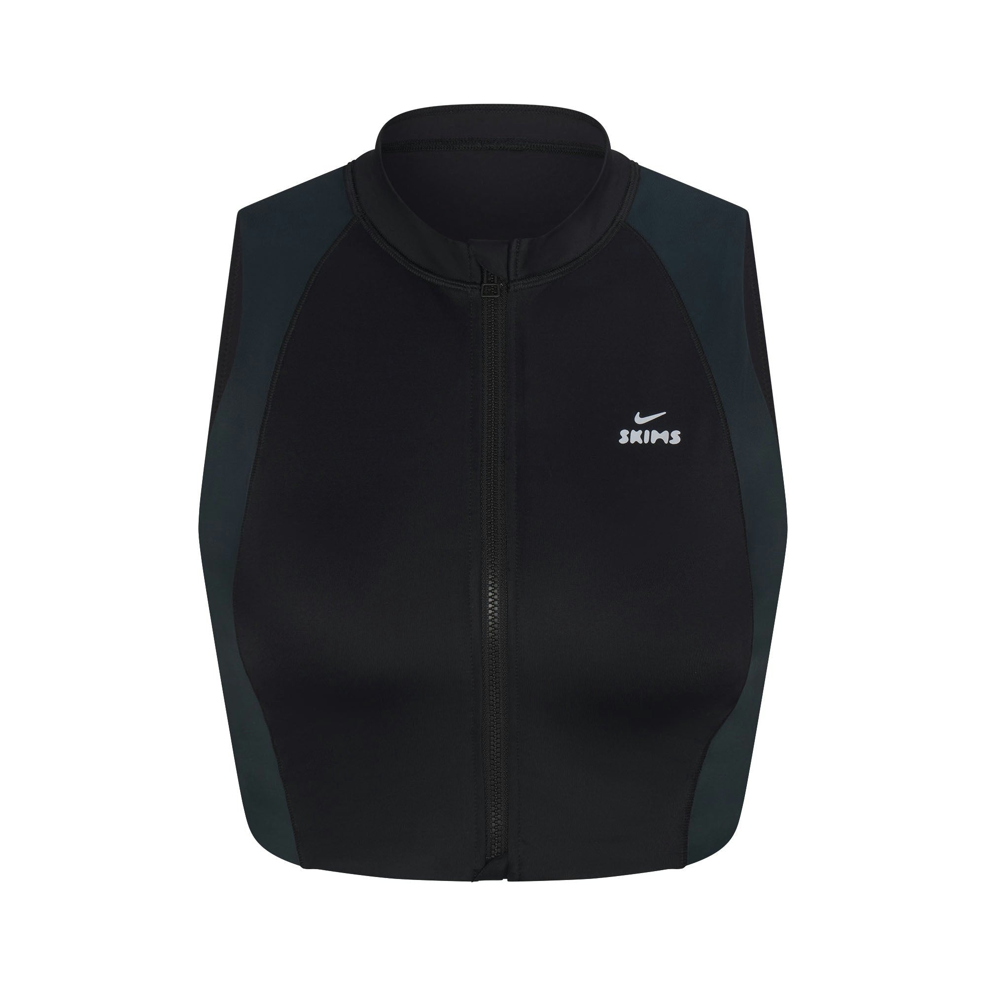 Skims Nikeskims Shine Front Zip Bra Obsidian And Dark Teal