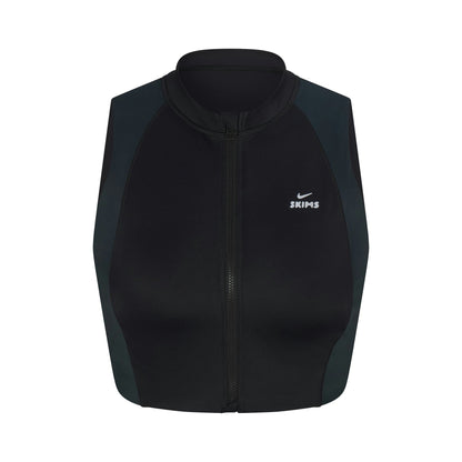 Skims Nikeskims Shine Front Zip Bra Obsidian And Dark Teal