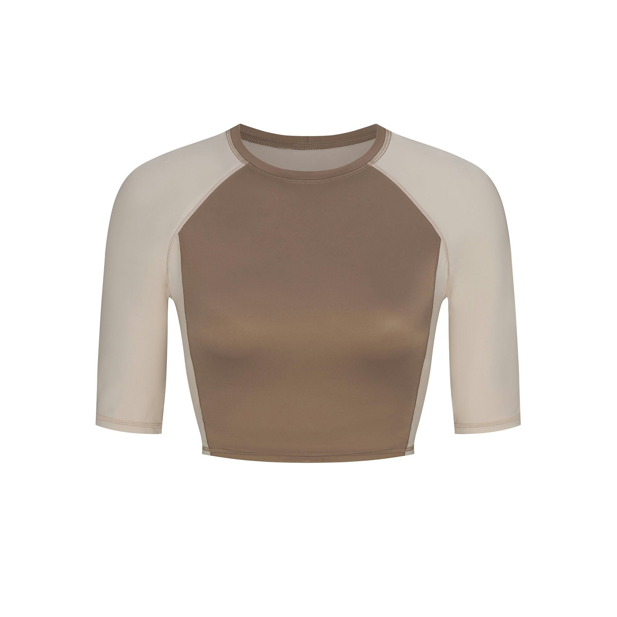 Skims Nikeskims Shine Padded Half Sleeve Crop Top Truffle And Stone