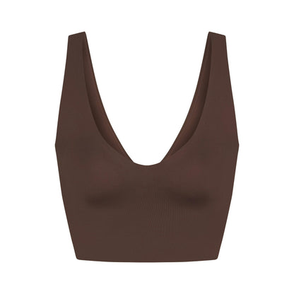 Skims Nikeskims Matte V-Neck Bra Top Dark Sepia