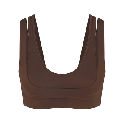 Skims Nikeskims Matte Double Strap Scoop Bra Dark Sepia