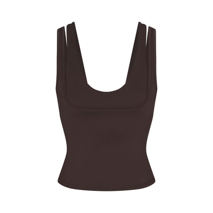 Skims Nikeskims Matte Double Strap Scoop Tank Dark Sepia