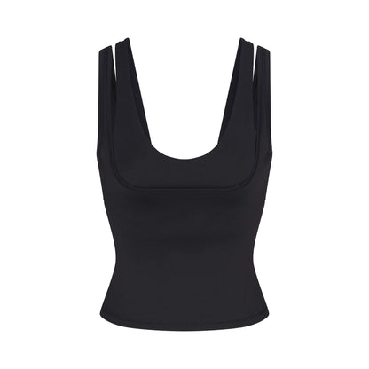Skims Nikeskims Matte Double Strap Scoop Tank Obsidian