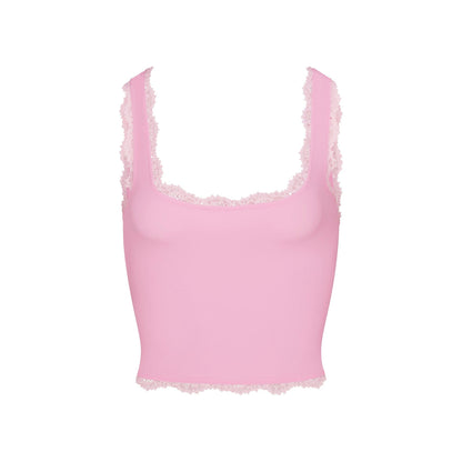 Skims Fits Everybody Lace Tank Bubblegum Tonal