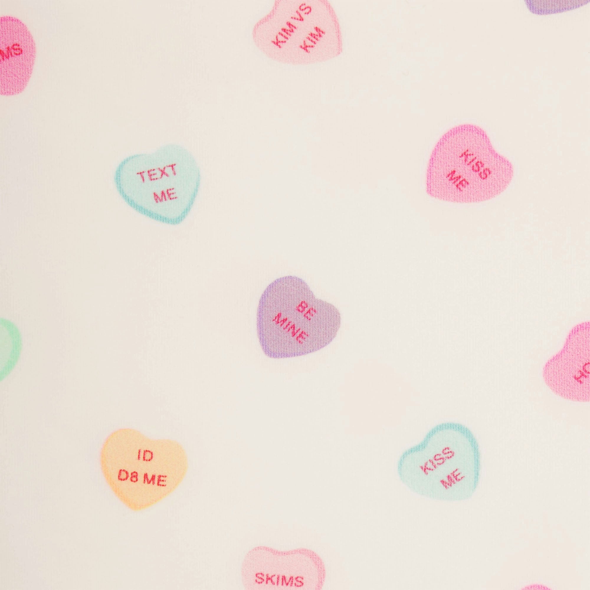 Skims Fits Everybody Lace Triangle Onesie Marble Candy Heart Print