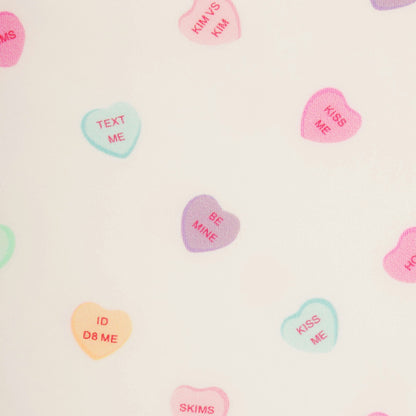 Skims Fits Everybody Lace Triangle Onesie Marble Candy Heart Print