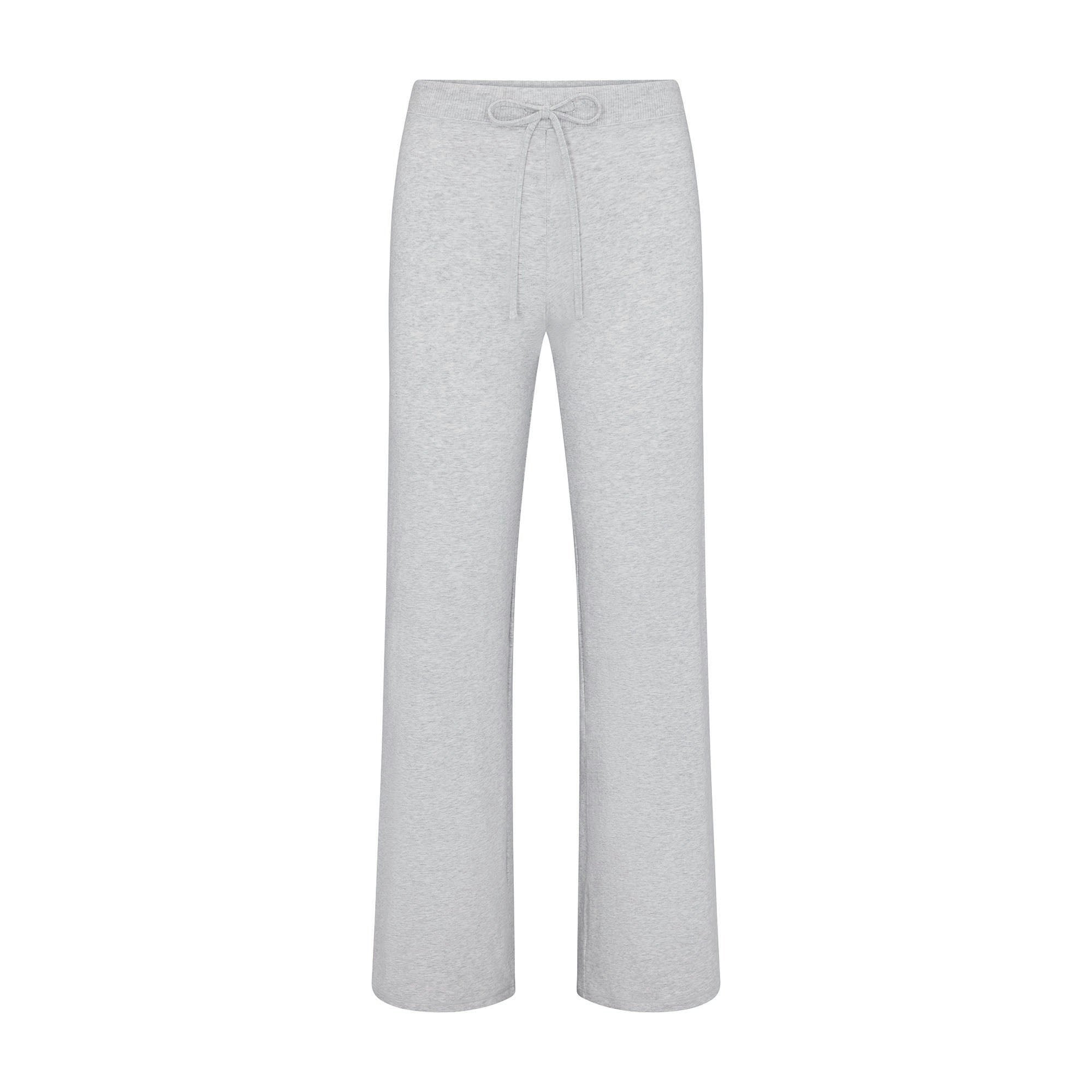 Skims Cotton Jersey Straight Leg Pant Light Heather Grey