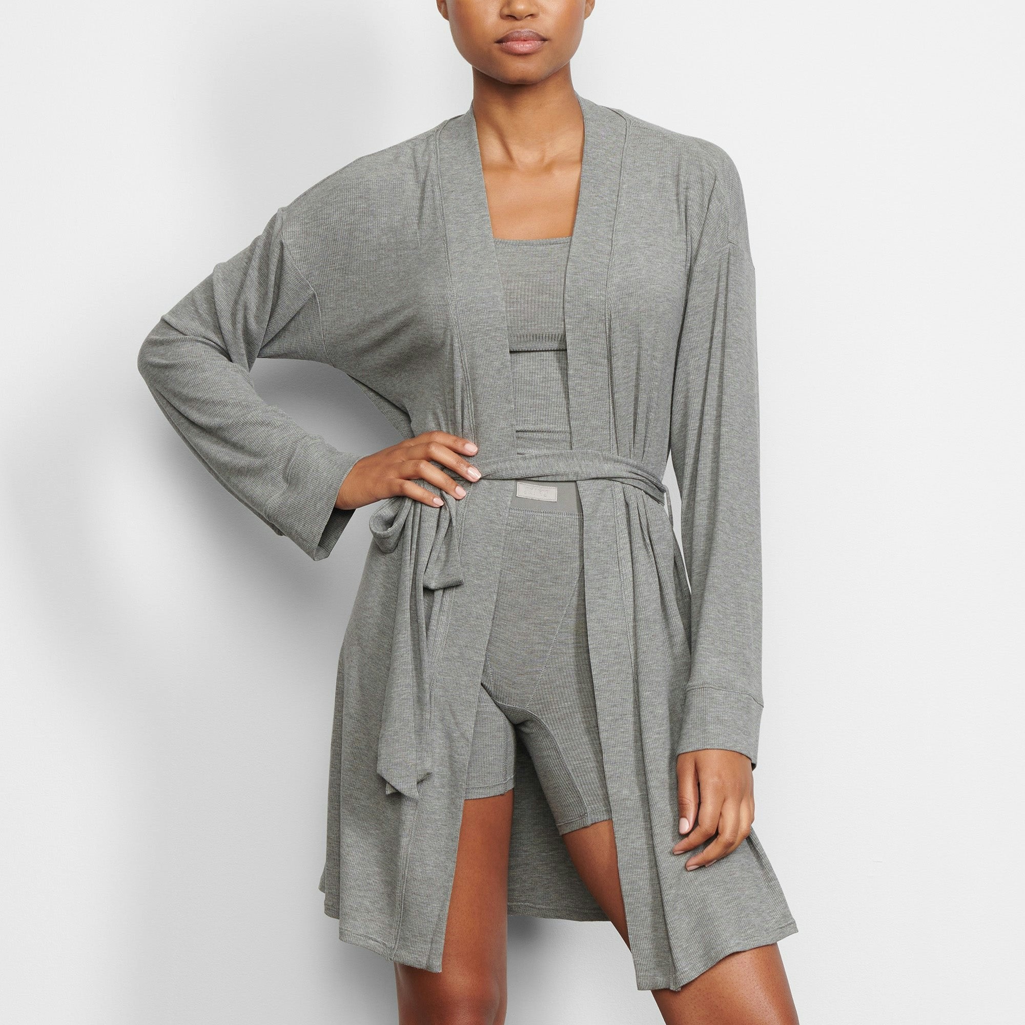 Skims Soft Lounge Robe Heather Grey